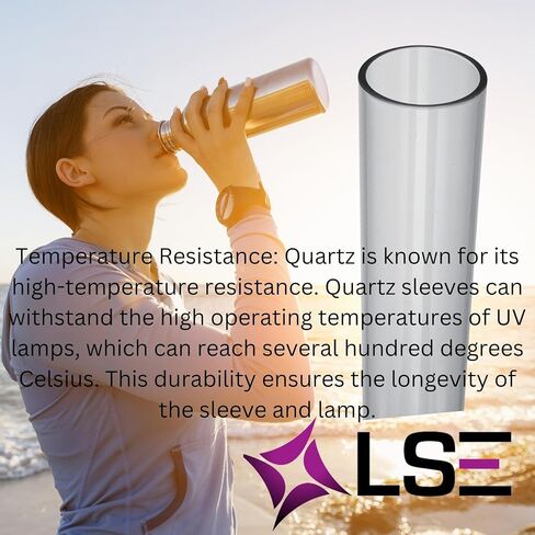 غلاف كوارتز للإضاءة من LSE مخصص لأنظمة الأشعة فوق البنفسجية ATS-476D | يناسب EV-8E SE-8V SL-8 DWS-8V GDS-8 | 22x24.5x476 ملم نهاية مغلقة | مصممة في الولايات المتحدة الأمريكية in Saudi Arabia