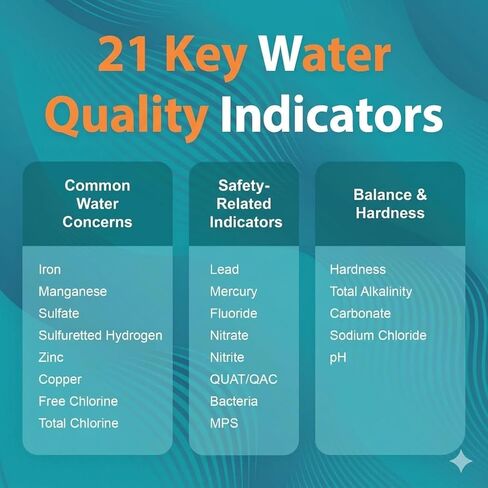 Drinking Water Test Kit with Bacteria Test, Home Water Test Kit for Tap Water, Well Water & Filtered Water, Tests Lead, Hardness, Copper, Nitrate & Nitrite in Kuwait