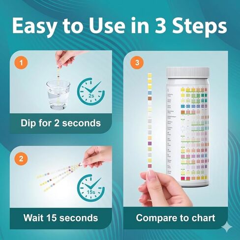 Drinking Water Test Kit with Bacteria Test, Home Water Test Kit for Tap Water, Well Water & Filtered Water, Tests Lead, Hardness, Copper, Nitrate & Nitrite in Kuwait