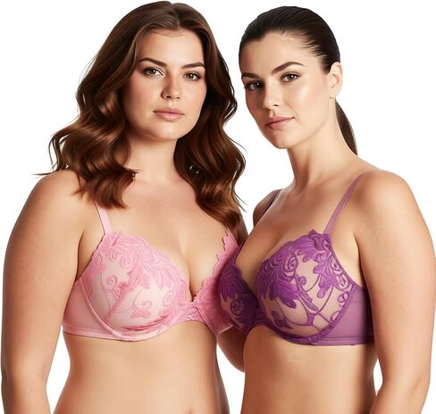 Curve Muse Women's Plus Size Add 1 and a Half Cup Push Up Underwire Bras in Kuwait