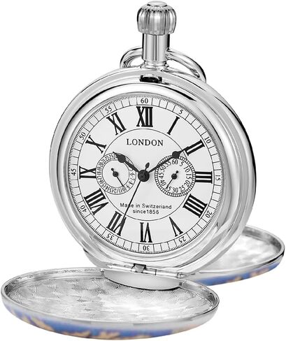 Copper Pocket Watch Train Railroad Steampunk Mechanical London Hand Wind Mens Watches with Chains & Boxs Christmas Graduation Birthday Gifts Fathers Day in Kuwait