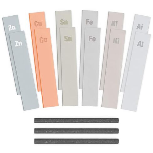7 Pc Metal Electrodes Set Electrode Strips Kit Metal Strips Shim Stock Zinc Iron Copper Nickel Tin Aluminum Copper and Carbon for Scientific Experiments Electroplating Plating in Kuwait