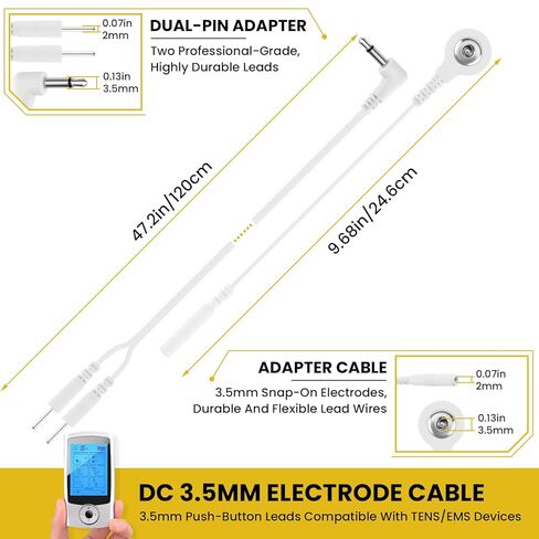 6 قطع من كابلات توصيل القطب الكهربائي بتيار مستمر 3.5 مم لعشرات الأسلاك، ومحولات سلك الرصاص الكهربائي، تتميز بوصلات الدبوس والإطباق لوحدات TENS وEMS وIF in Kuwait