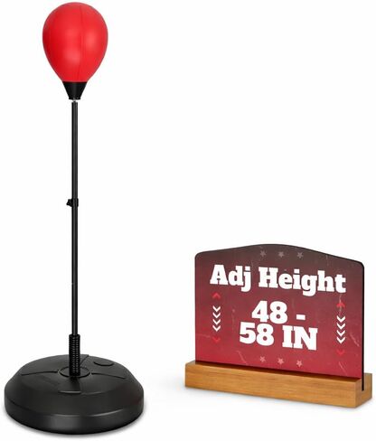 Adjustable Boxing Reflex Bag with Stand – 48"-58" Standing Punching Bag Kit with Gloves & Pump, Beginner Boxing Equipment for Training Coordination and Reaction Speed | Sport Gift for Home Workouts in Saudi Arabia