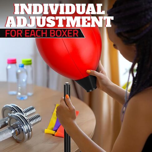 Adjustable Boxing Reflex Bag with Stand – 48"-58" Standing Punching Bag Kit with Gloves & Pump, Beginner Boxing Equipment for Training Coordination and Reaction Speed | Sport Gift for Home Workouts in Saudi Arabia