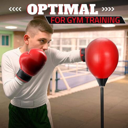 Adjustable Boxing Reflex Bag with Stand – 48"-58" Standing Punching Bag Kit with Gloves & Pump, Beginner Boxing Equipment for Training Coordination and Reaction Speed | Sport Gift for Home Workouts in Saudi Arabia