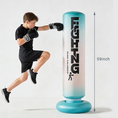 Inflatable Boxing Pillar - Punching Bag for Adults & Kids,Tall Larger 59.1 Inch Stable Boxing Bag for Teens, Fast Inflation Deflation Design, Water Filled Base, Easy Inflate Valve in Saudi Arabia