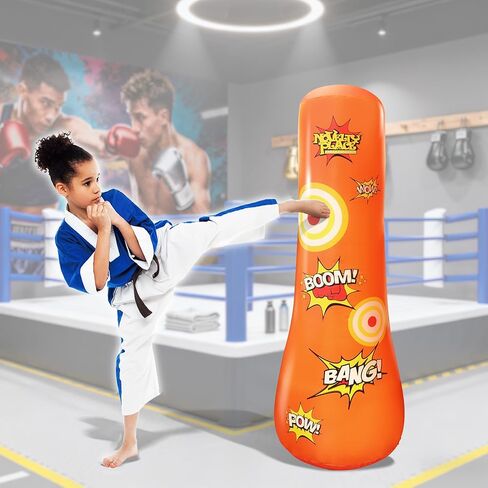 Kid's Inflatable Punching Bag - 4 Feet Tall Free Standing Buddy - Hit & Bounce Back Air Bop Toy Fun for Boys Girls Fitness & Stress Relief in Saudi Arabia