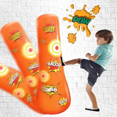 Kid's Inflatable Punching Bag - 4 Feet Tall Free Standing Buddy - Hit & Bounce Back Air Bop Toy Fun for Boys Girls Fitness & Stress Relief in Saudi Arabia