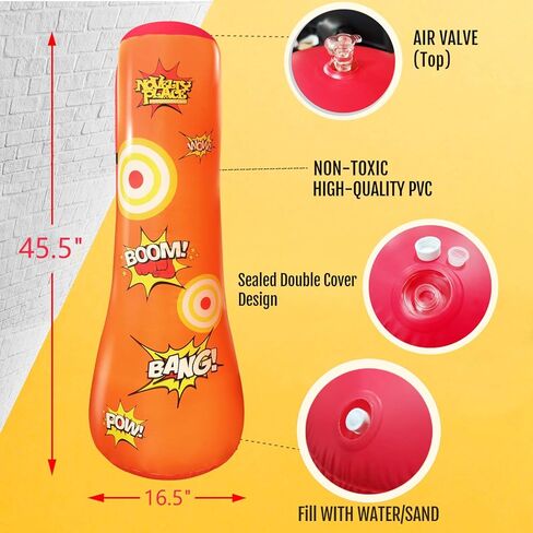 Kid's Inflatable Punching Bag - 4 Feet Tall Free Standing Buddy - Hit & Bounce Back Air Bop Toy Fun for Boys Girls Fitness & Stress Relief in Saudi Arabia