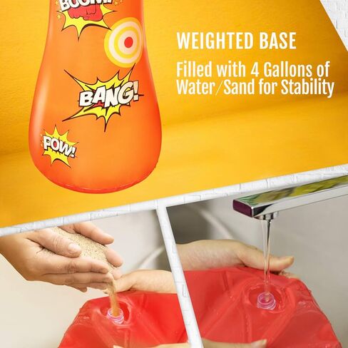 Kid's Inflatable Punching Bag - 4 Feet Tall Free Standing Buddy - Hit & Bounce Back Air Bop Toy Fun for Boys Girls Fitness & Stress Relief in Saudi Arabia