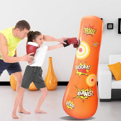 Kid's Inflatable Punching Bag - 4 Feet Tall Free Standing Buddy - Hit & Bounce Back Air Bop Toy Fun for Boys Girls Fitness & Stress Relief in Saudi Arabia