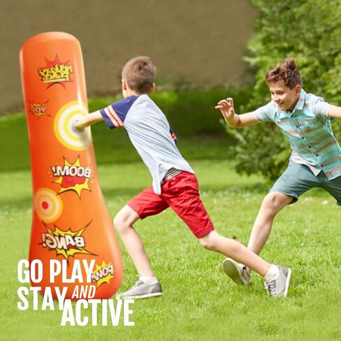 Kid's Inflatable Punching Bag - 4 Feet Tall Free Standing Buddy - Hit & Bounce Back Air Bop Toy Fun for Boys Girls Fitness & Stress Relief in Saudi Arabia