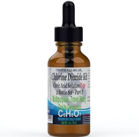 Crystal Clear Chlorine Dioxide ClO2-Kit, Citric Acid Solution w/EZ-Drop Bottles, Small 1 Oz (2 Bottles) in Kuwait