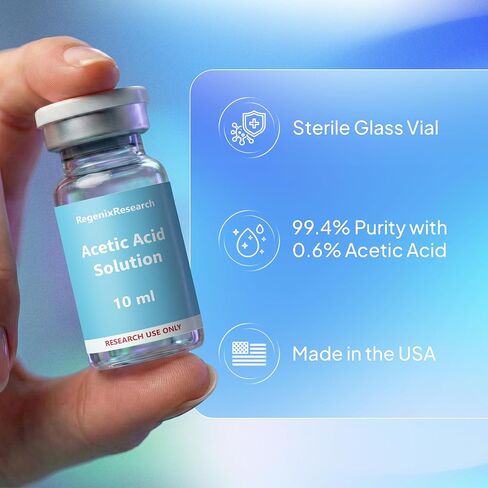 حمض الأسيتيك 10 مل 0.6% - صناعة أمريكية وفائقة النقاء - عبوة واحدة (10 مل) - قوارير زجاجية - استخدام الأبحاث فقط in Kuwait