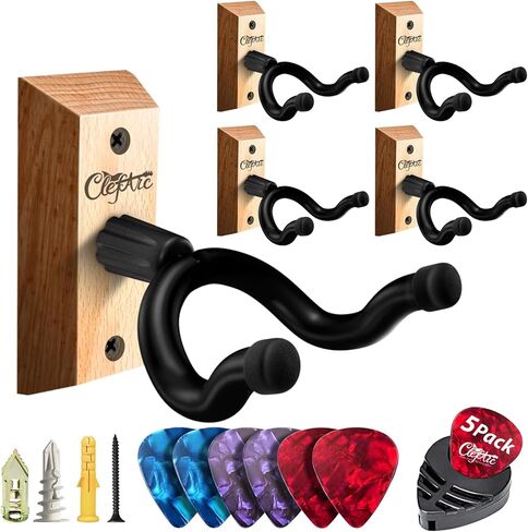Black Guitar Wall Mount 5 Pack, Picks and Pick Holders, Beechwood in Saudi Arabia