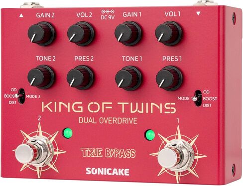 SONICAKE Overdrive Pedal, Dual Channel 3 Modes - Overdrive/Boost/Distortion Compact Effects Pedal for Bass Electric Guitar, Pure Analog Circuit, True Bypass - King of Twins QDS-08 in Kuwait