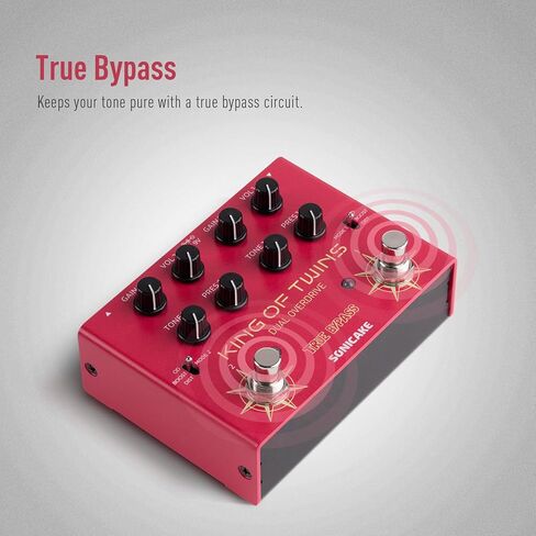 SONICAKE Overdrive Pedal, Dual Channel 3 Modes - Overdrive/Boost/Distortion Compact Effects Pedal for Bass Electric Guitar, Pure Analog Circuit, True Bypass - King of Twins QDS-08 in Kuwait