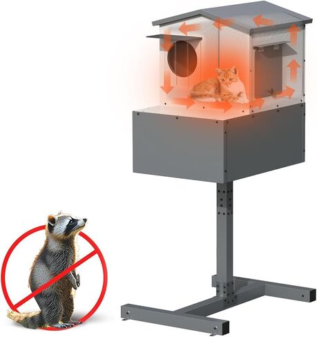 Outdoor Cat Feeding Station, Weatherproof Elevated Feral Cat House and Shelter for Outdoor Feeder Use in Kuwait