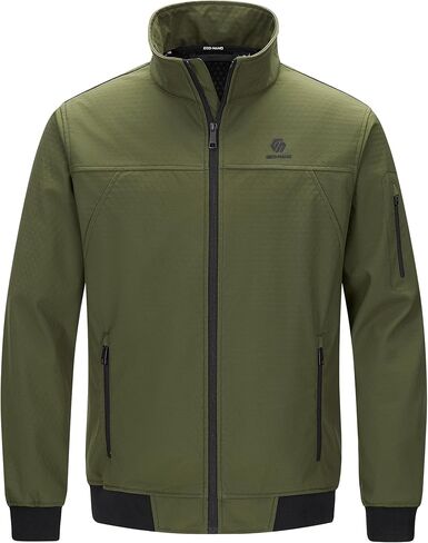 Men's Waterproof Fleece Lined Soft shelled Jacket, Lightweight Zip Up Outdoor Casual Windbreaker for Winter & Fall in Saudi Arabia