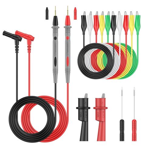 Vibit 11 Pcs Multimeter Test Leads, Multimeter Leads Kit with Back Probes, Dual Ended Alligator Clip Leads & Crocodile Clips, Insulated Multimeter Probes for Electrical Testing & Automotive in Kuwait