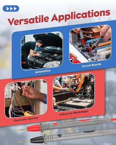 Vibit 11 Pcs Multimeter Test Leads, Multimeter Leads Kit with Back Probes, Dual Ended Alligator Clip Leads & Crocodile Clips, Insulated Multimeter Probes for Electrical Testing & Automotive in Kuwait