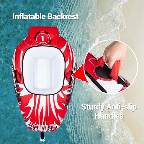 أنابيب زومبروس قابلة للقطر للقوارب لشخص واحد، أنابيب مياه للقوارب للسحب، أنابيب آمنة للقوارب قابلة للنفخ وقابلة للقطر، قابلة للقطر للرياضات المائية مع تصريف، موصل سريع، سعة كبيرة in Kuwait