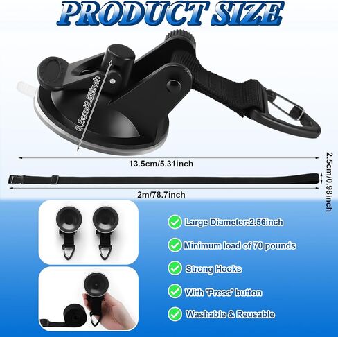 2 Sets Boat Tube Keeper 1-4 Riders Towable Tubes 7 ft Adjustable Straps with Quick Lock Buckles Suction Cup Hook Tow Ropes for Floating Boat Watersports Accessories in Kuwait