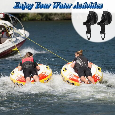 2 Sets Boat Tube Keeper 1-4 Riders Towable Tubes 7 ft Adjustable Straps with Quick Lock Buckles Suction Cup Hook Tow Ropes for Floating Boat Watersports Accessories in Kuwait