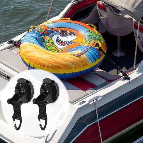 2 Sets Boat Tube Keeper 1-4 Riders Towable Tubes 7 ft Adjustable Straps with Quick Lock Buckles Suction Cup Hook Tow Ropes for Floating Boat Watersports Accessories in Kuwait