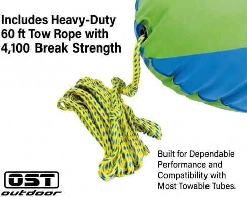 Towable Tube Ball with Tow Rope, Inflatable Tow Rope Float for Water Sports, Reduce Spray & Drag, Improves Tow Rope Visibility, 60 ft Rope with 4,100 lb Break Strength in Saudi Arabia