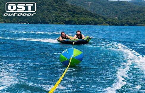 Towable Tube Ball with Tow Rope, Inflatable Tow Rope Float for Water Sports, Reduce Spray & Drag, Improves Tow Rope Visibility, 60 ft Rope with 4,100 lb Break Strength in Saudi Arabia