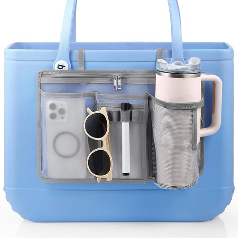 OUTXE Cup Phone Organizer Holder for Bogg Bag compatible with Stanley Yeti Owala, Univesal Storage Mesh Divider Organizing Insert Pouch for XL M Bog Beach Rubber Tote Bag Accessories (Gray) in Saudi Arabia