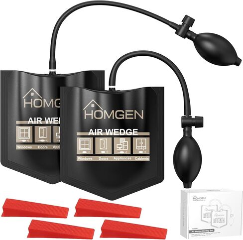 HOMGEN 2-Pack أكياس إسفين هوائية - سعة 440 رطل / 200 كجم أكياس باب مضادة للانزلاق لأدوات الرفع مع 4 أسافين - مجموعة أغطية هوائية متينة قابلة للنفخ للباب / النافذة / تركيب الأثاث in Kuwait