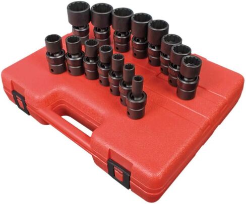 SUNEX TOOLS 2856 1/2-Inch Drive Universal 12-Point SAE Impact Socket Set, 15 Piece in Kuwait