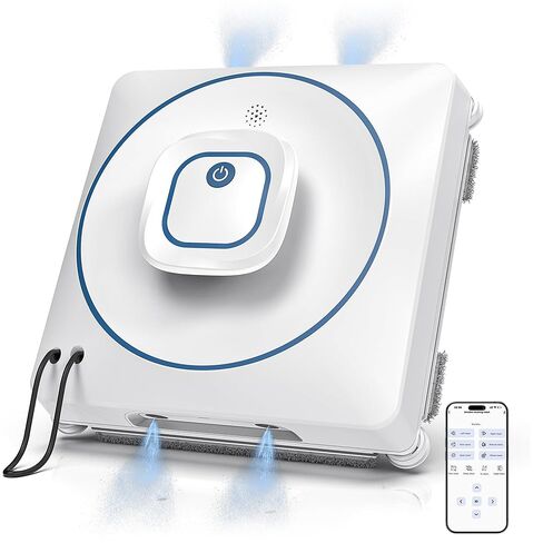 Window Cleaning Robot 8000Pa, Upgraded Dual Direction Auto-Spray Window Cleaner with 4 Cleaning Modes, Edge Detection, App&Remote Control, 15-Stage Anti-Fall for Outdoor/Indoor High Rise Windows in Saudi Arabia