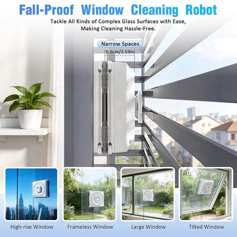 Window Cleaning Robot 8000Pa, Upgraded Dual Direction Auto-Spray Window Cleaner with 4 Cleaning Modes, Edge Detection, App&Remote Control, 15-Stage Anti-Fall for Outdoor/Indoor High Rise Windows in Saudi Arabia