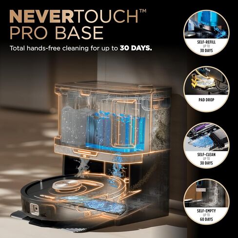 مجموعة مكنسة وممسحة Shark Robot، PowerDetect NeverTouch Pro، التفريغ الذاتي، إعادة التعبئة الذاتية مع وسادة التنظيف الذاتي للغسيل والتجفيف، سعة الحطام لمدة 60 يومًا، خزان إعادة التعبئة لمدة 30 يومًا، 5 تقنيات in Saudi Arabia