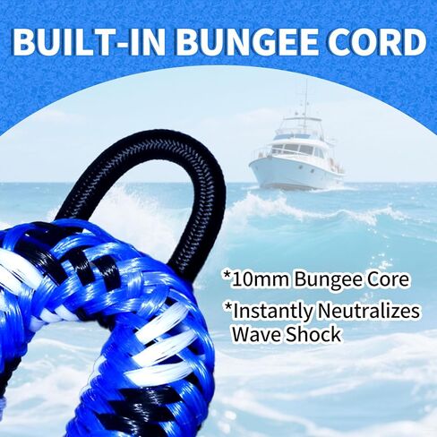 3FT Bungee Dock Line for Boats with Loops – Connect or Secure Docking for Small & Medium Sized Boats Like Kayak,PWC, Canoe, Bass Boat, Jon Boat, Boat Fender Lines (Blue,Black&White) in Saudi Arabia
