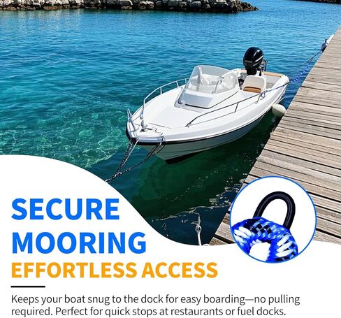 3FT Bungee Dock Line for Boats with Loops – Connect or Secure Docking for Small & Medium Sized Boats Like Kayak,PWC, Canoe, Bass Boat, Jon Boat, Boat Fender Lines (Blue,Black&White) in Saudi Arabia