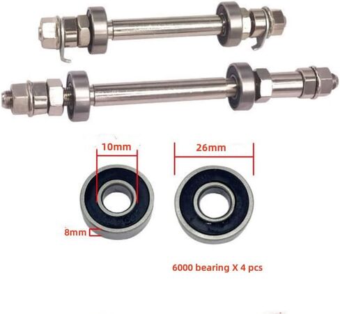 XYAUTO 2pcs Bicycle Wheel Hub Axles 140mm/182mm Front and Rear Bike Axle with Bearings, Bike Hub Axles Kit for Road Bike, Mountain Bike, BMX, MTB in Saudi Arabia