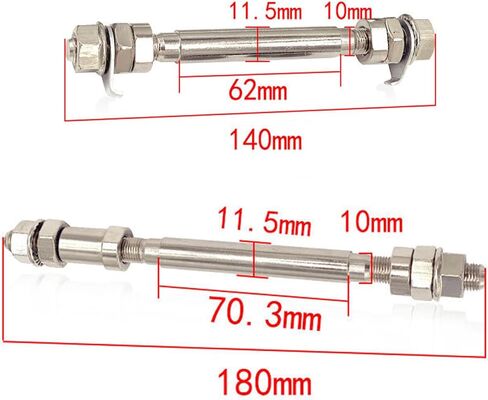 XYAUTO 2pcs Bicycle Wheel Hub Axles 140mm/182mm Front and Rear Bike Axle with Bearings, Bike Hub Axles Kit for Road Bike, Mountain Bike, BMX, MTB in Saudi Arabia