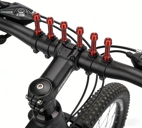 6pcs/12pcs Colorful Titanium-Plated Bicycle Handlebar Screws - Lightweight Stainless Steel Stem Riser Bolts - RED in Saudi Arabia