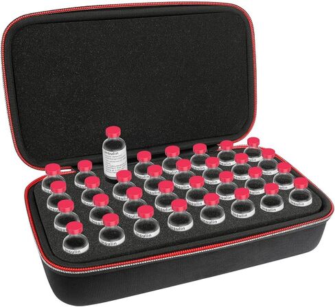 Mviioe Insulin Holder Fridge Storage Carrying Case, Peptide Case Insulin Vial Organizer Bag Fitting 10ml Vial Short Size, Removable Design with 2 Sizes Slot Foam(6 Slots) (Purple) in Saudi Arabia
