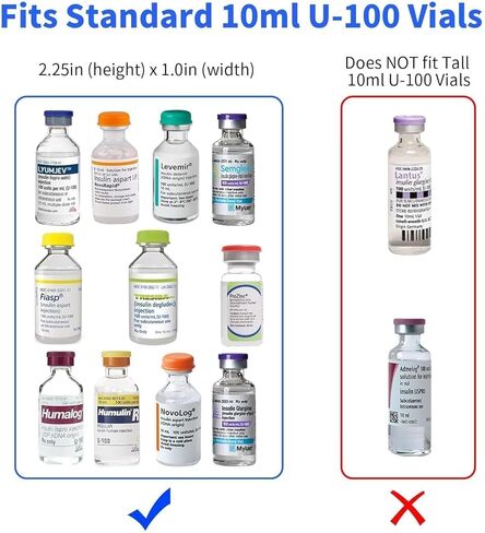Mviioe Insulin Holder Fridge Storage Carrying Case, Peptide Case Insulin Vial Organizer Bag Fitting 10ml Vial Short Size, Removable Design with 2 Sizes Slot Foam(6 Slots) (Purple) in Saudi Arabia