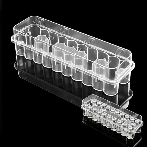 2pcs Peptide Case for Fridge, 3mL Vial Holder for Refrigerator, Fits Up to 16mmØ x 38mmH, Click-Closure Stackable Organizer for Insulin/Peptides/GLP-1, Semi-Transparent in Kuwait