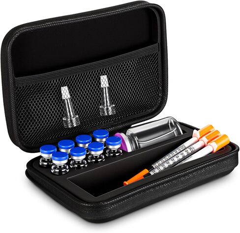 علبة ببتيد 8 × 3 مل + BAC وحافظة تحمل قوارير ماء BAC Peptide GLP1، تخزين قارورة 3 مل، سفر في الثلاجة، مع جيب شبكي (نمط طويل) in Kuwait