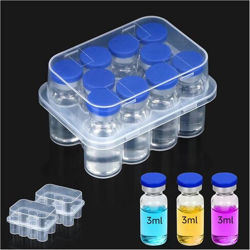 Leng Ke 10-Slot Peptide Case for Fridge, 3ml Vial Storage Case for Refrigerator, Transparent Box for 1-3ml Glass Vials, Secure 3ml Insulin Vial Holder for Diabetic Care in Kuwait