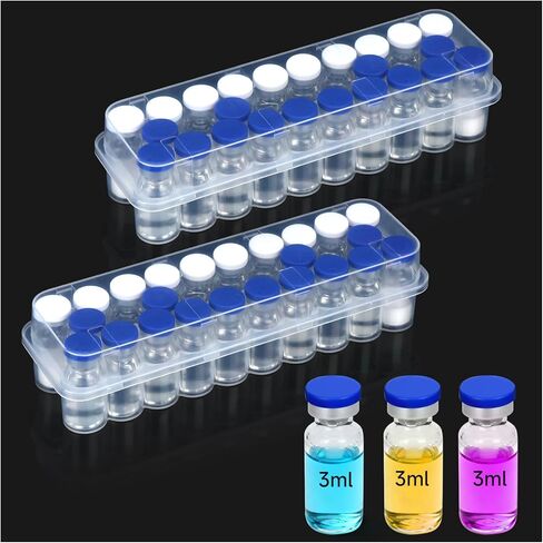 Leng Ke 10-Slot Peptide Case for Fridge, 3ml Vial Storage Case for Refrigerator, Transparent Box for 1-3ml Glass Vials, Secure 3ml Insulin Vial Holder for Diabetic Care in Kuwait
