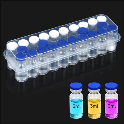 Leng Ke 10-Slot Peptide Case for Fridge, 3ml Vial Storage Case for Refrigerator, Transparent Box for 1-3ml Glass Vials, Secure 3ml Insulin Vial Holder for Diabetic Care in Kuwait
